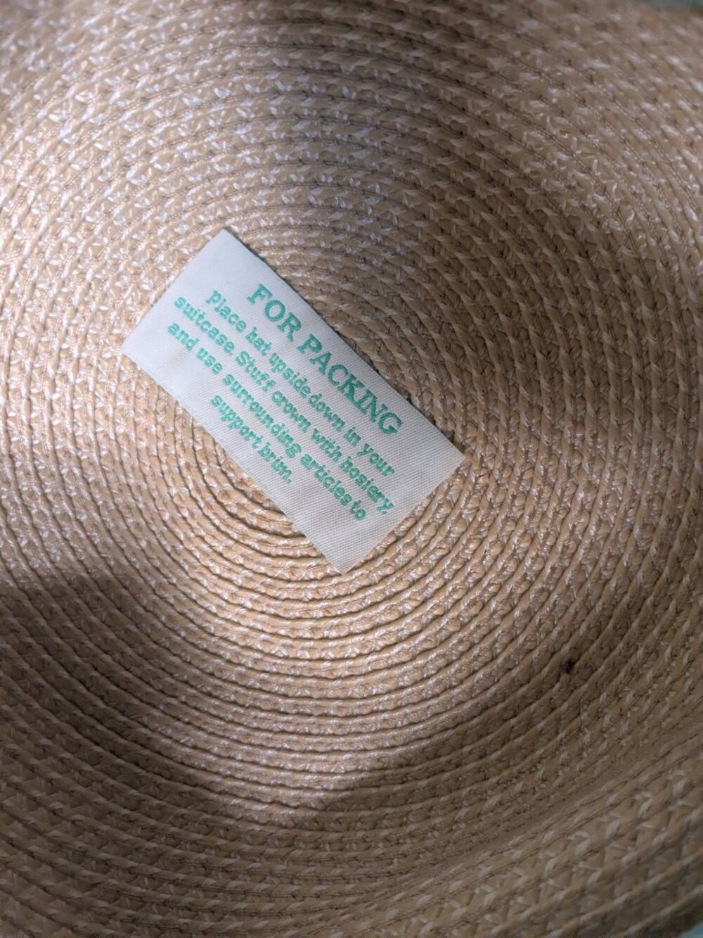 ERIC JAVITS Bella Squishee® Packable Wide Brim Sun Hat Cream Straw OS UPF 50+ - Picture 6 of 6
